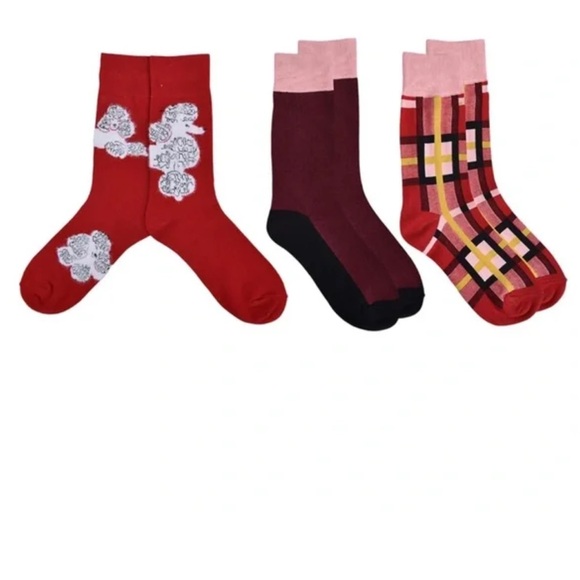 NIP Kate Spade Red Crew Socks with White Accents - Picture 3 of 3